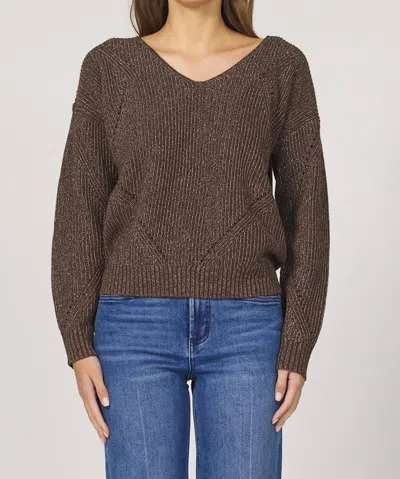 Dear John Denim Camilla V-neck Sweater In Cappuccino In Brown