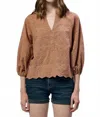 Dear John Denim Carmelita Eyelet Top In Biscuit Embroidery In Brown