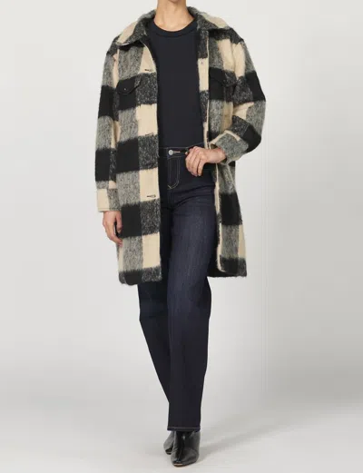 Dear John Denim Carmine Plaid Cardigan In Black/cream In Multi