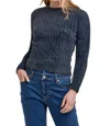Dear John Denim Carrey Mid Neck Long Sleeve Sweater In Graphite In Blue