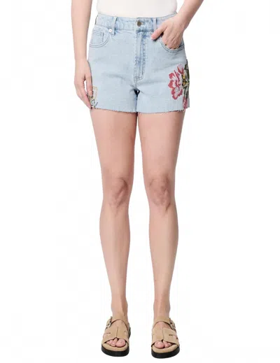 Dear John Denim Carrie Embroidered Floral Detailing Shorts In Light Blue