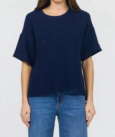 Dear John Denim Catrina Crew Neck Top In Black Iris In Blue