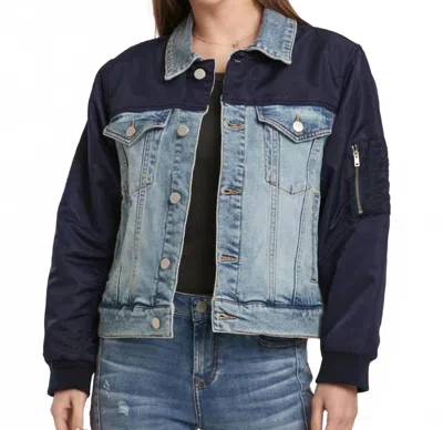 Dear John Denim Charly Contrast Denim Jacket In Vice In Blue