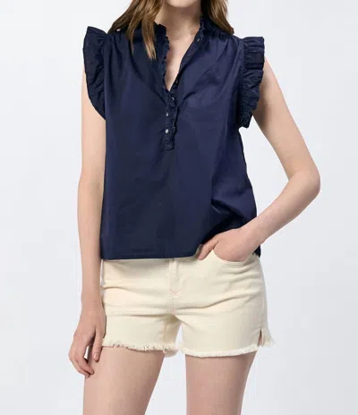 Dear John Denim Charta Ruffle Sleeve Top In Black Iris
