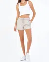 Dear John Denim Clara High Rise Shorts In Bone Vegan Leather In White