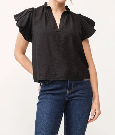 Dear John Denim Coraline Puff Sleeve Top In Black