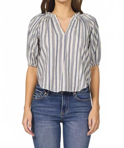 Dear John Denim Costa Top In Dark Blue Stripe In Multi