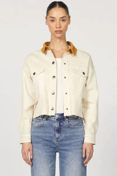 Dear John Denim Cropped Gina Jacket In Cashew In Neutral