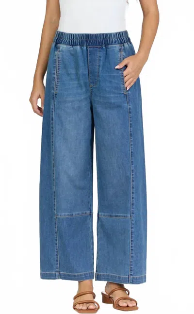 Dear John Denim Della Cropped Barrel Jeans In Tsunami In Blue