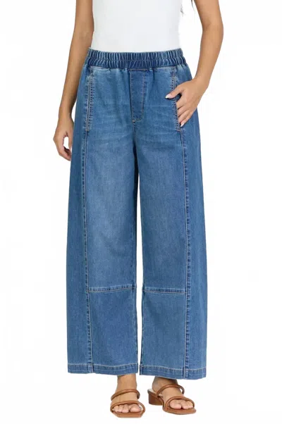 Dear John Denim Della High Rise Tapered Leg Cropped Jeans In Moon Glow In Blue