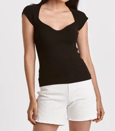 Dear John Denim Demi Sweetheart Neck Ribbed Top In Black