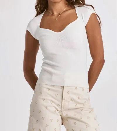 Dear John Denim Demi Sweetheart Neck Ribbed Top In Ivory In Multi