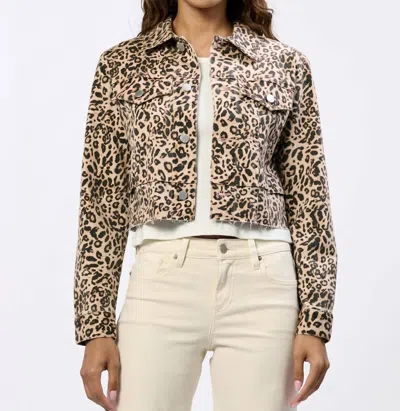 Dear John Denim Diana Cut Off Denim Jacket In Leopard Safari In Neutral