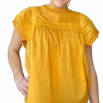 Dear John Denim Edith Lace Detail Top In Sunny Yellow In Orange