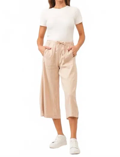 Dear John Denim Elina Super High Rise Cropped Wide Leg Pants In Peach Flesh In Brown