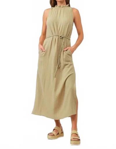 Dear John Denim Emerson Keyhole Midi Dress In Sea Kelp Gauze In Multi