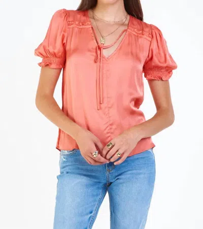 Dear John Denim Eva Smock Cuff Silky Blouse In Koi In Pink