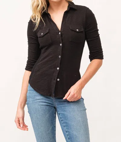 Dear John Denim Fedora Button Down Top In Black