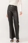 Dear John Denim Fiona High Rise Wide Leg Faux Leather In Smoked Charcoal In Multi