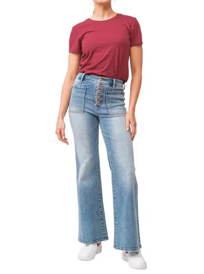 Dear John Denim Fiona High Rise Wide Leg In Ardent Pockets In Blue