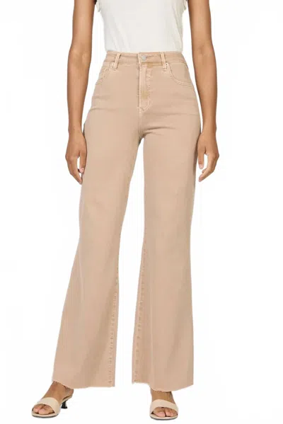 Dear John Denim Fiona High Rise Wide Leg Jeans In Warm Taupe In Animal Print