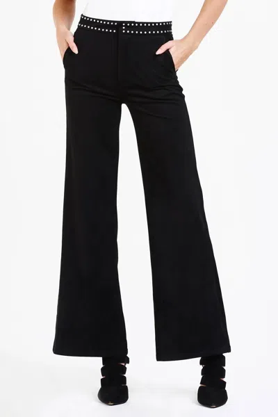 Dear John Denim Fiona High Rise Wide Leg Pants In Black Suede