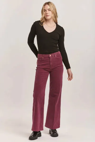 Dear John Denim Fiona High-rise Wide-leg Jeans In Plum Berry Cords In Burgundy