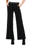 Dear John Denim Fiona High Rise Wide Leg Pants In Black Suede In Black