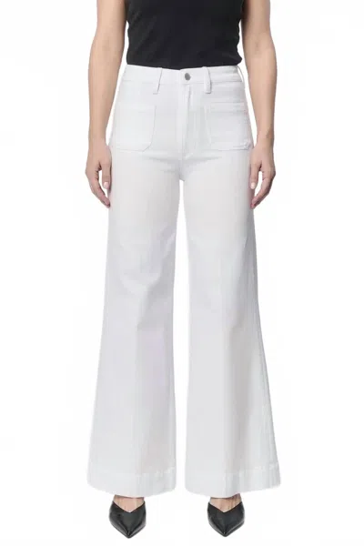 Dear John Denim Fiona Patch Pocket High Rise Wide Leg Jeans In Blue In Multi