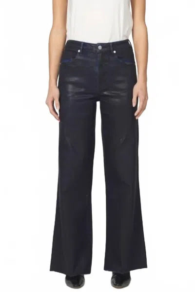 Dear John Denim Fiona Raw Edge Hem Wide Leg Jeans In Denim Paint In Black