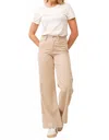 Dear John Denim Fiona Super High Rise Wide Leg Jeans In Foam Cream In Brown