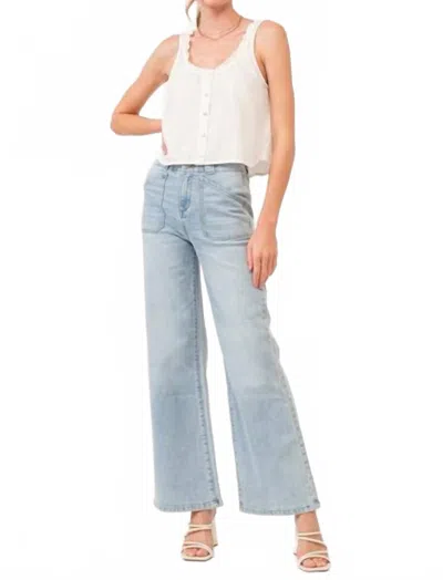 Dear John Denim Fiona Super High Rise Wide Leg Jeans In New Vintage Wash In Blue