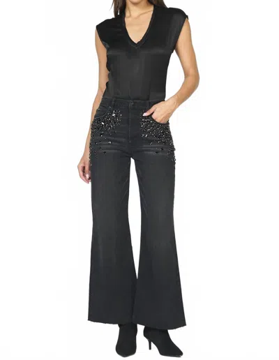 Dear John Denim Fiona Wide Leg Jeans In Black Sparkle