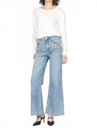 Dear John Denim Fiona Wide Leg Jeans In Blue Sparkle In White