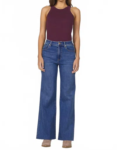 Dear John Denim Fiona Wide Leg Frayed Jeans In Midtown In Blue
