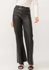 Dear John Denim Fiona High Rise Wide Leg Faux Leather In Smoked Charcoal