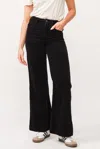 Dear John Denim Fiona Wide Leg Pant In Black Corduroy In Multi