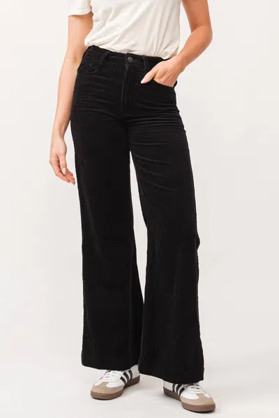 Dear John Denim Fiona Wide Leg Pant In Black Corduroy In Multi