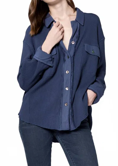 Dear John Denim Foster Button Down Shirt In Black Iris In Blue