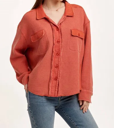 Dear John Denim Foster Thermal Shirt Jacket In Crimson In Pink