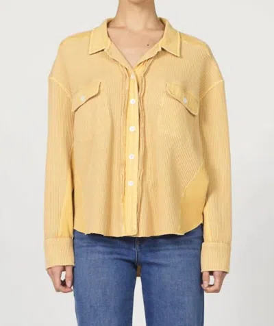 Dear John Denim Foster Waffle Knit Jacket In Oak Buff In Yellow