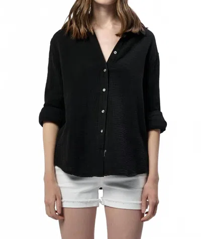 Dear John Denim Gaia Gauze Button Down Shirt In Black
