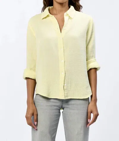 Dear John Denim Gaia Gauze Button Down Shirt In Pale Yellow