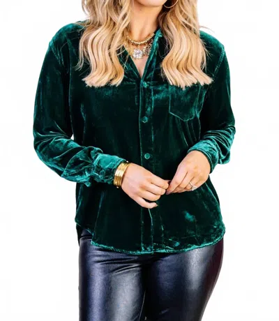 Dear John Denim Galina Long Sleeve Blouse In Rainforest In Green