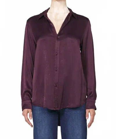 Dear John Denim Galina Satin Shirt In Fig In Purple