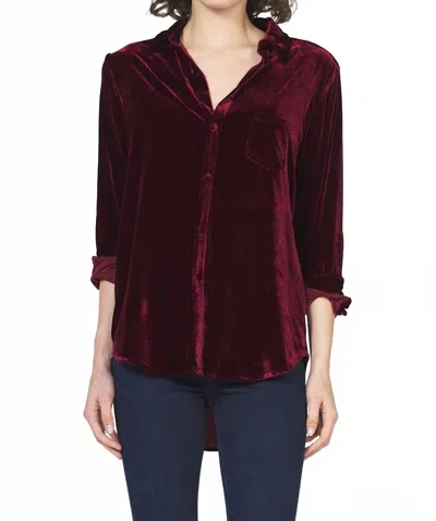 Dear John Denim Galina Velvet Shirt In Beaujolais In Burgundy