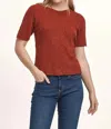 Dear John Denim Giana Crew Neck Short Sleeve Sweater In Intense Rust In Multi