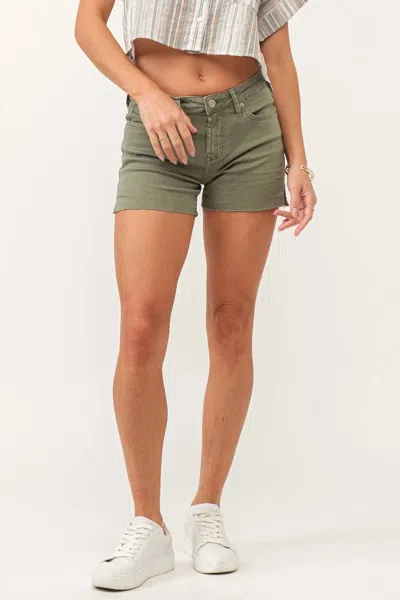Dear John Denim Gigi Mid Rise Short In Olive In Green