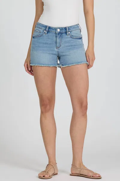 Dear John Denim Gigi Mid-rise Raw Cut Hem Denim Shorts In Springview In Blue