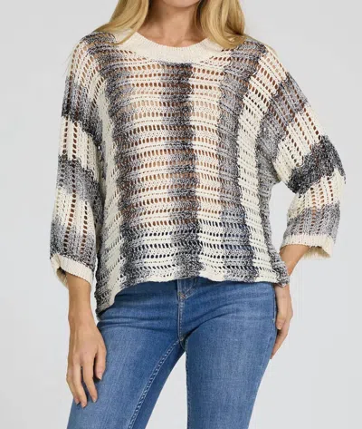 Dear John Denim Gilly Crewneck Sweater In Grey Stripe In Multi